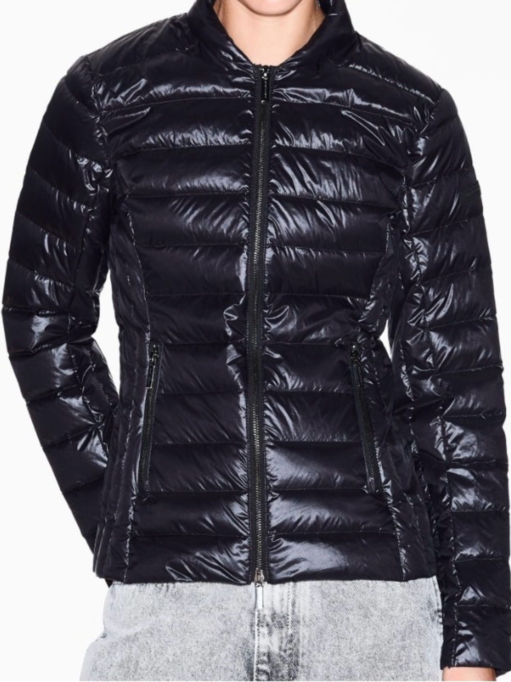 ARMANI EXCHANGE LIGHTWEIGHT QUILTED NYLON DOWN BLACK JACKET IN SMALL